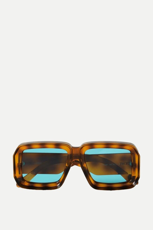 Ibiza Square-Frame Tortoiseshell Acetate Sunglasses from LOEWE Eyewear