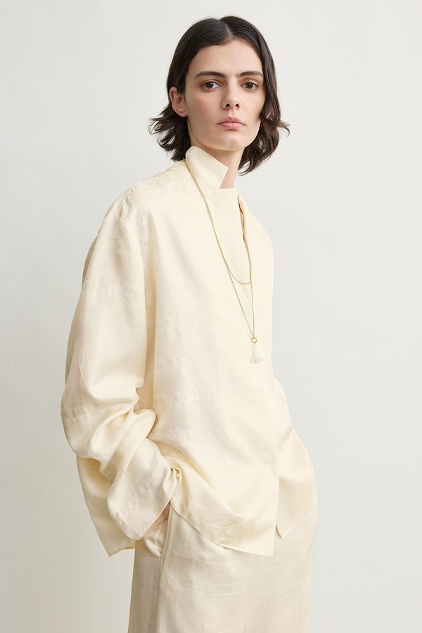 Monogram Silk Pj Top 
