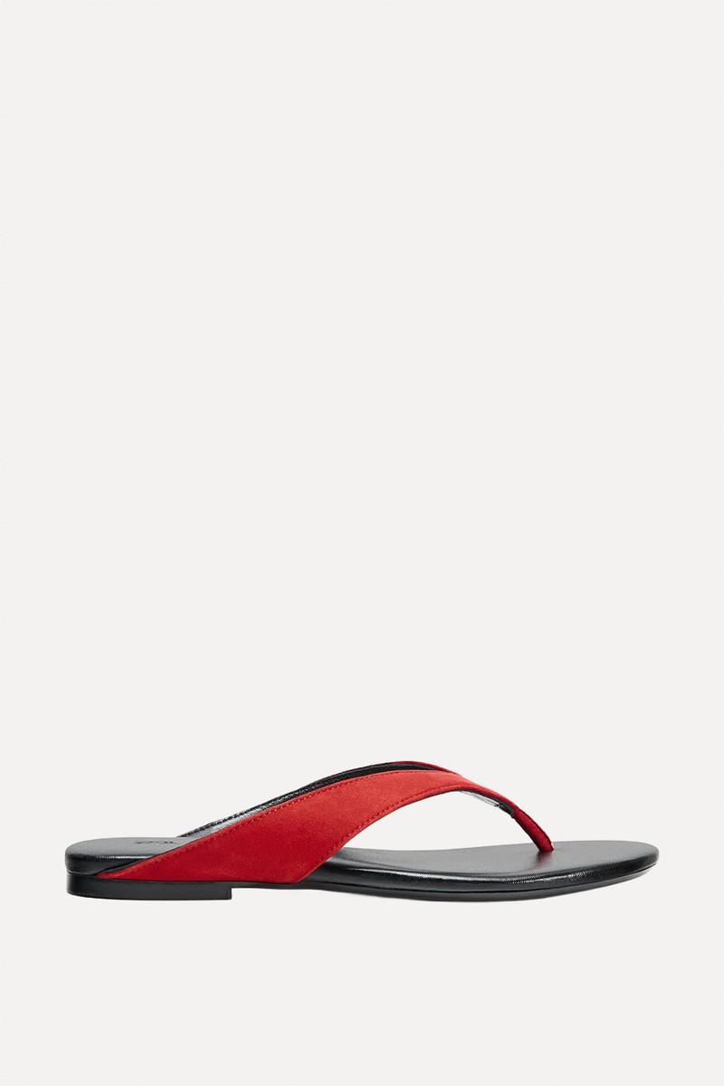 Flat Leather Sandals from Zara