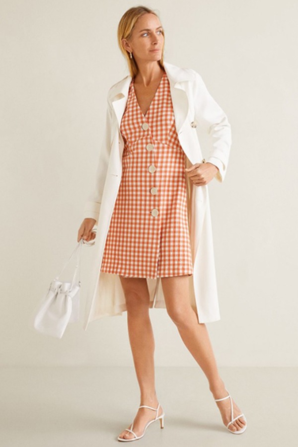 Textured Gingham Check Dress from Mango
