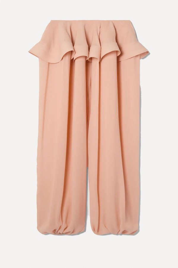 Pleated Georgette Peplum Tapered Pants from ALAÏA