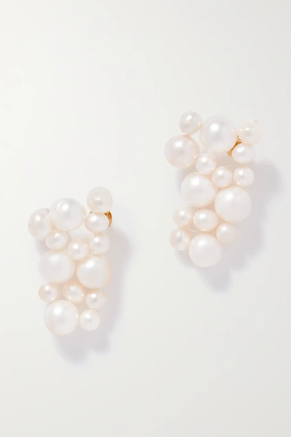 Recycled Gold Vermeil Pearl Earrings from Completedworks
