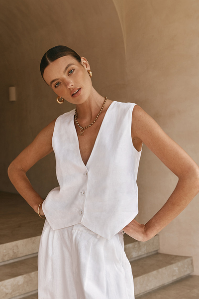 Banks White Linen Vest from Dissh