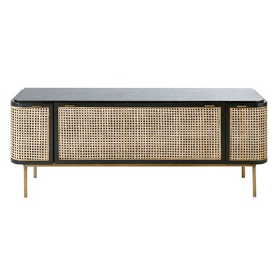 3-Door Woven Rattan TV Unit