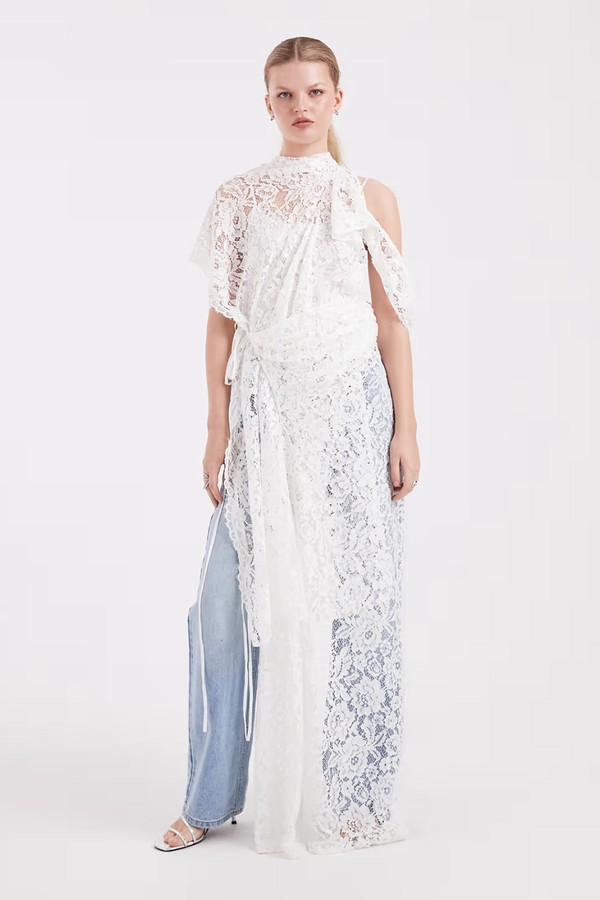 Lace High Neck Tie Side Maxi Dress from ASOS DESIGN
