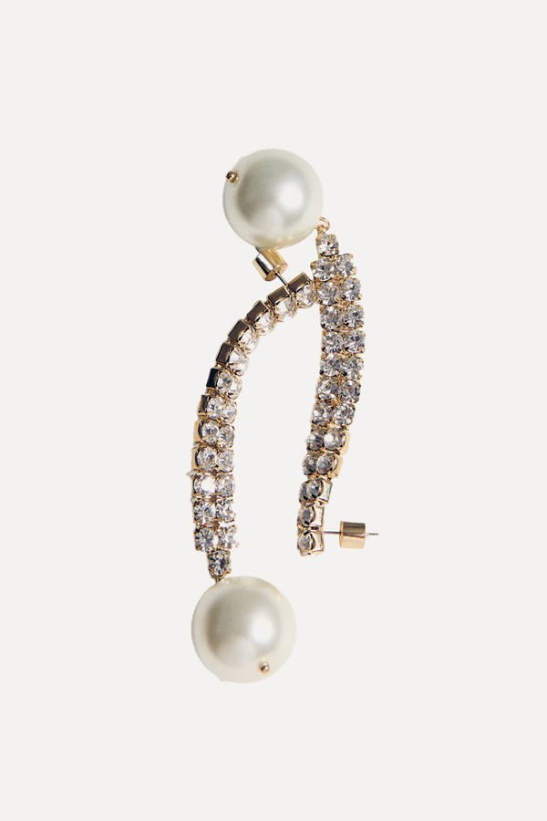 Combined Pearl Drop Earrings from Mango