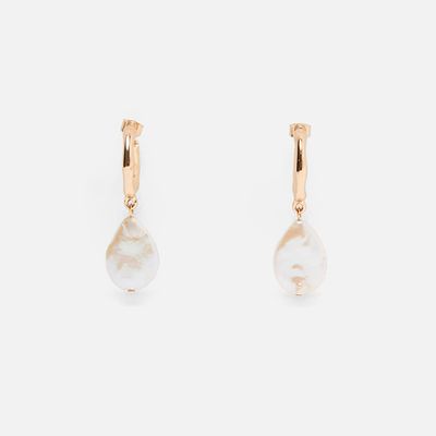 Natural Pearl Hoop Earrings from Zara