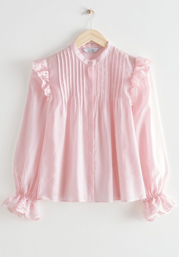 Wide Embroidered Ruffle Blouse from & Other Stories