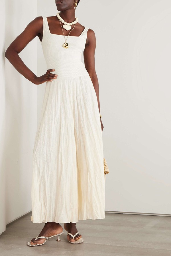 Mariner Ribbed Knit-Trimmed Organic Linen-Blend Poplin Maxi Dress  from JOHANNA ORTIZ