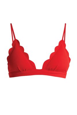 Santa Clara Scallop-Edges Triangle Bikini Top from Marysia