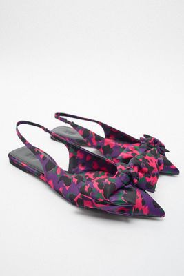 Flat Slingback Shoes With Bow Detail from Zara