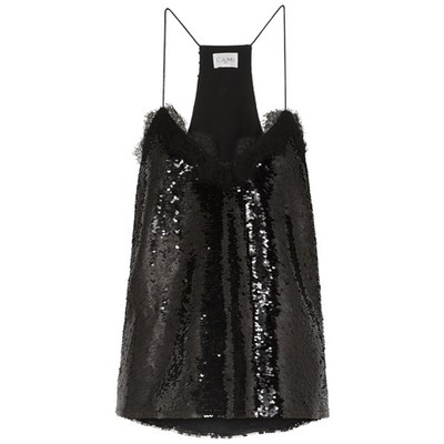 The Racer Lace-Trimmed Sequined Crepe Camisole from Cami NYC