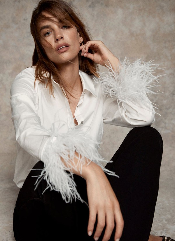 White Feather Cuff Shirt