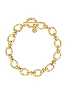 Textured Oval Link T-Bar Bracelet In Gold from Astrid & Miyu