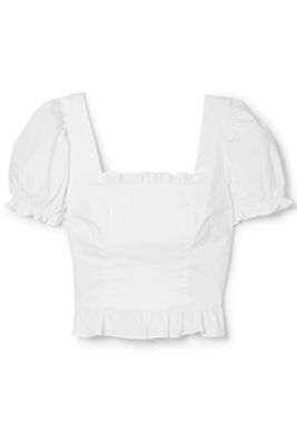 Cropped Ruffled Cotton Blouse from Staud