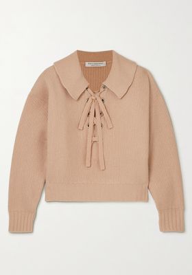Lace-Up Ribbed Wool Sweater from Philosophy Di Lorenzo Serafini