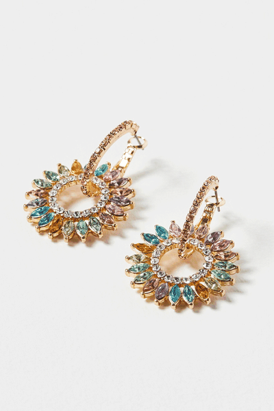 Eliza Starburst Gem Inlay Statement Hoop Earrings from Oliver Bonas