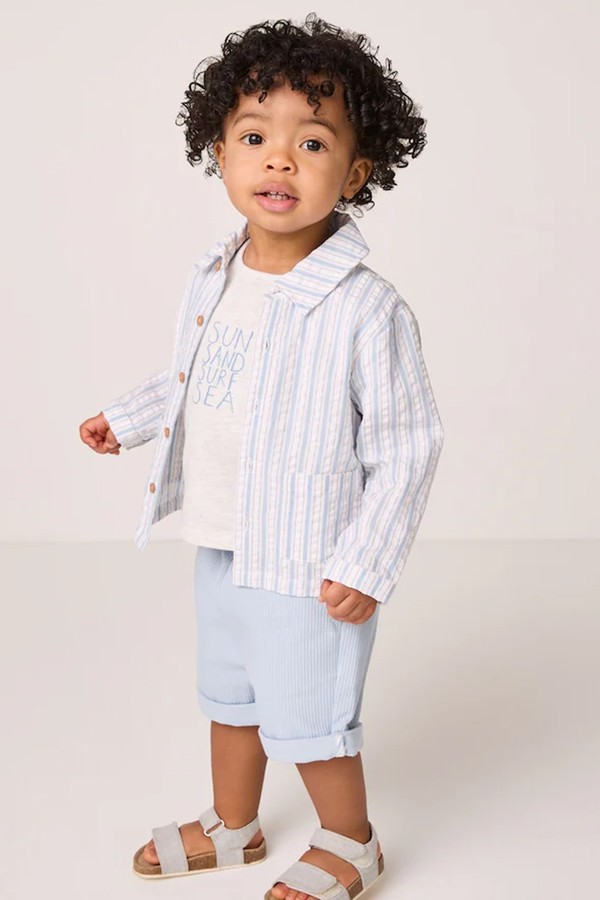 100% Cotton Stripe Seersucker White Jacket T-Shirt & Corded from The White Company