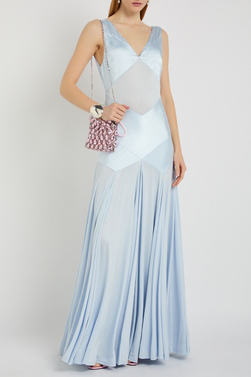 Panelled Satin & Stretch-Jersey Maxi Dress from  SELF-PORTRAIT