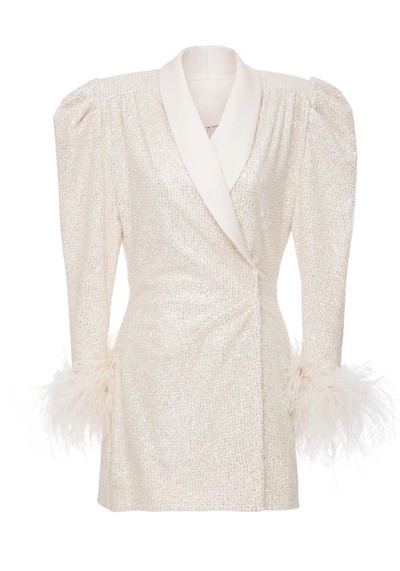 Feather-Trimmed Sequined Mini Dress from Cult Mia