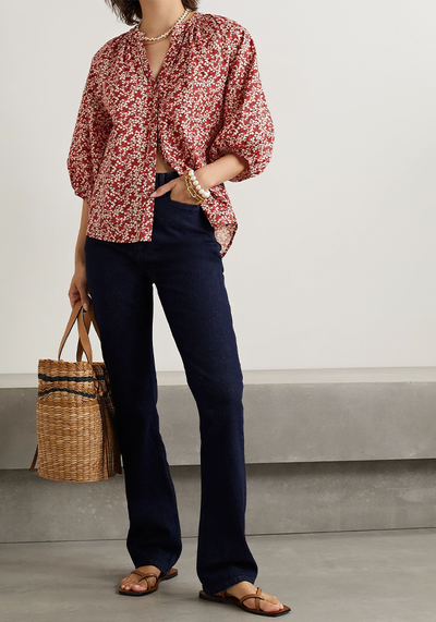 Mitte Floral-Print Organic Cotton-Poplin Blouse from Apiece Apart