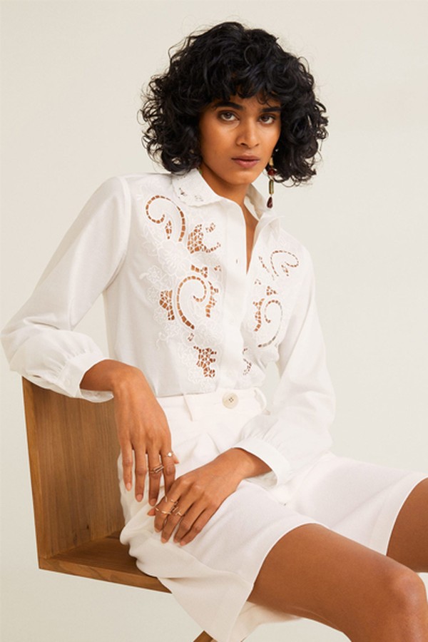 Embroidered Panel Shirt from Mango