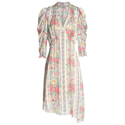 Asymmetric Printed Satin Dress from Anna Sui