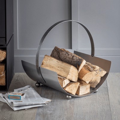 Burnished Steel Log Holder from Cox & Cox