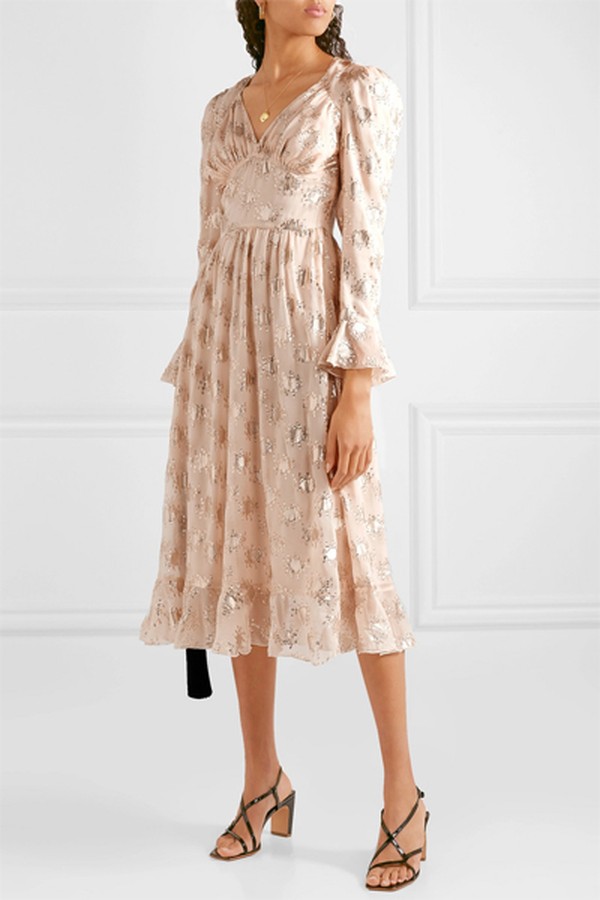 William Metallic Fil Coupé Silk-Blend Midi Dress from Stine Goya