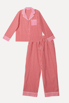 Red & Pink Gingham Pyjama Set from Alabaray
