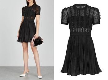 Black Sequin-Embellished Mini Dress from Self-Portrait