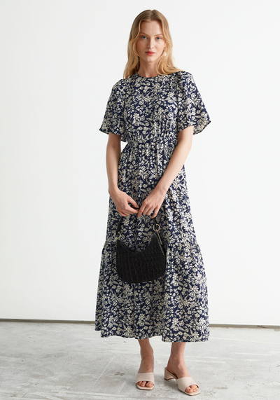 Printed Puff Sleeve Maxi Dress