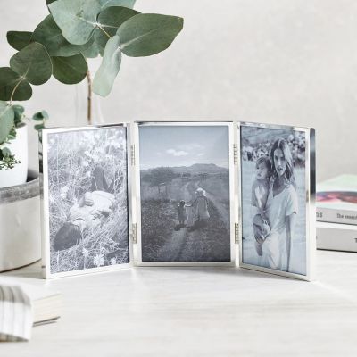 Tripe Aperture Hinged Fine Silver Photo Frame from The White Company