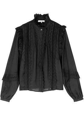 Natalie Black Broderie Anglaise Blouse from Frame