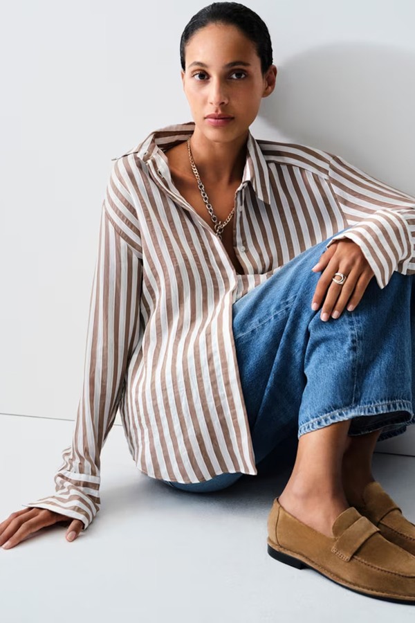 Striped Tie Waist Shirt  from F&F 