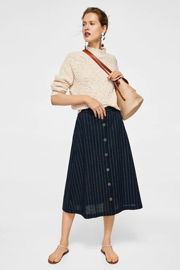 Pinstripe Skirt from Mango