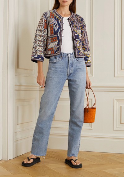 Marissa Cropped Quilted Printed Cotton Poplin Jacket from Cara Cara