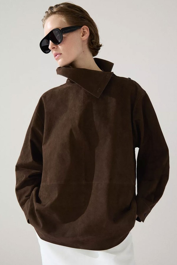 Oversized Blouse With High Neck 