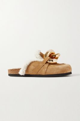 Chain Embellished Shearling Lined Suede Slipper from JW Anderson