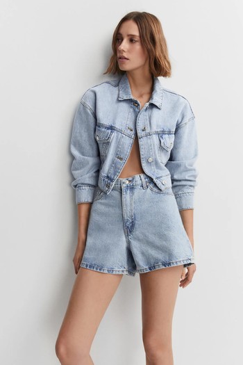 High-Rise Denim Shorts 