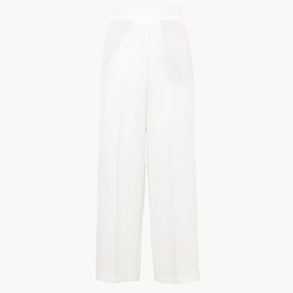 Wide Leg High Waist Ankle Grazer Trousers