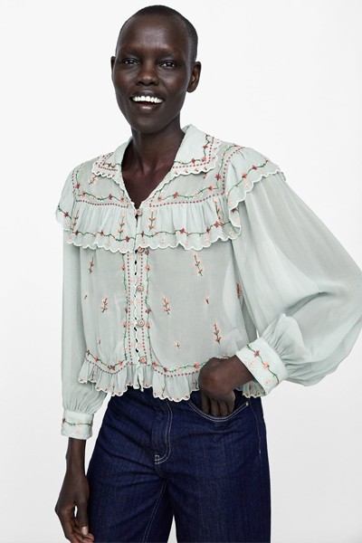 Embroidered Blouse from Zara