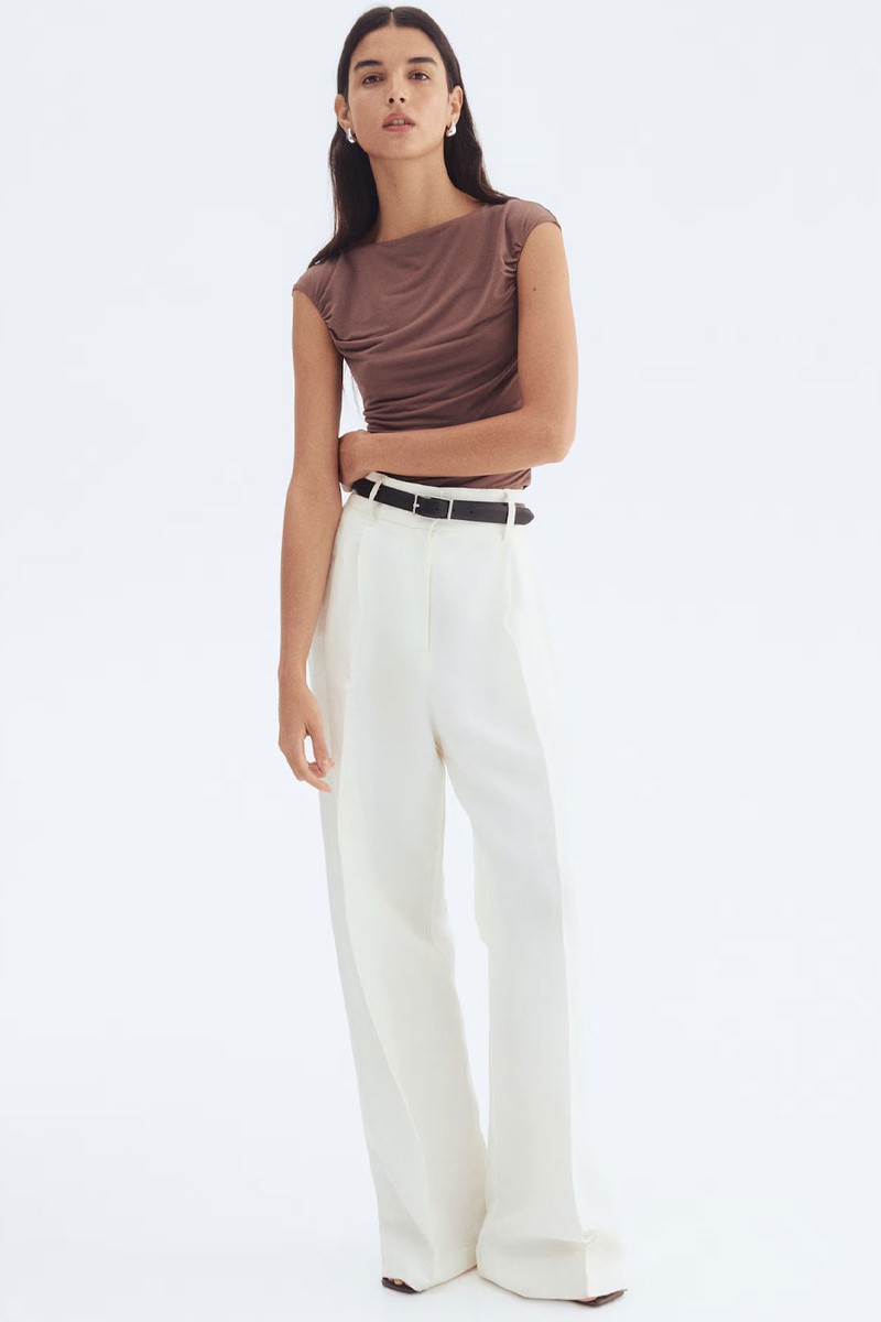 Draped Cap-Sleeved Top