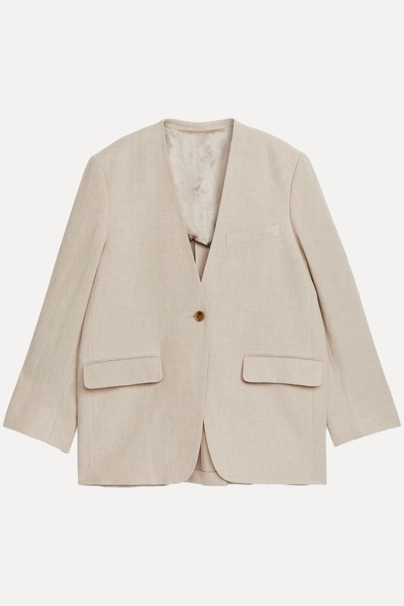 Collarless Linen Blazer from ARKET