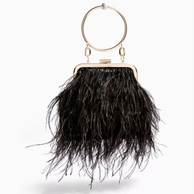 Frosty Black Feather Grab Bag from Topshop