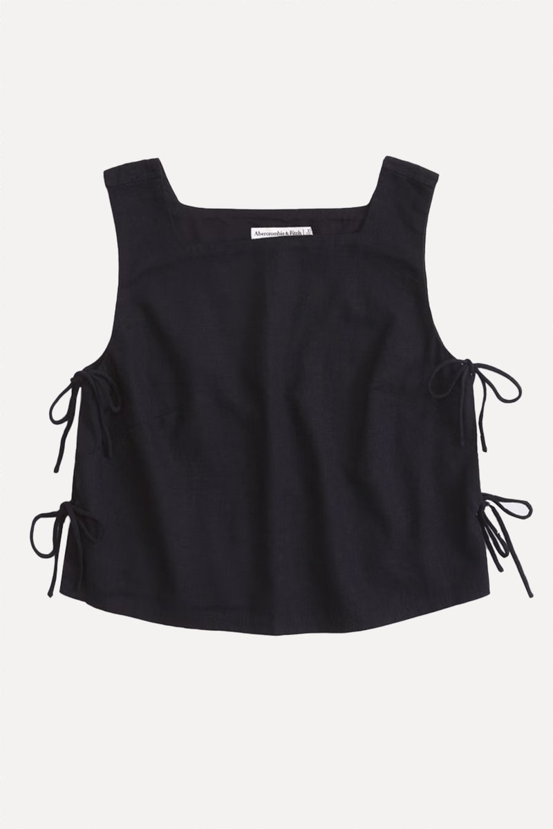 Apron Linen-Blend Set Top