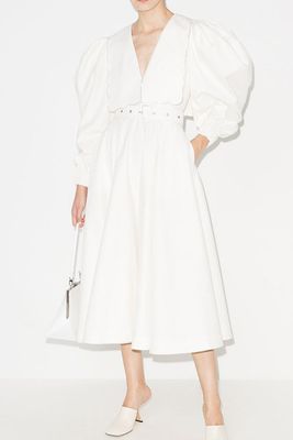 Puff Sleeve Puritan Collar White Dress from Anouki