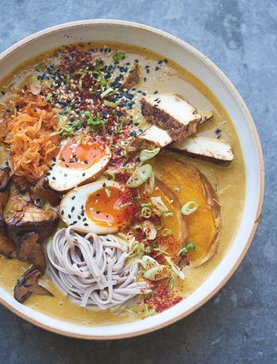 Curry Miso Ramen With Butternut Squash, Tofu & Kimchi