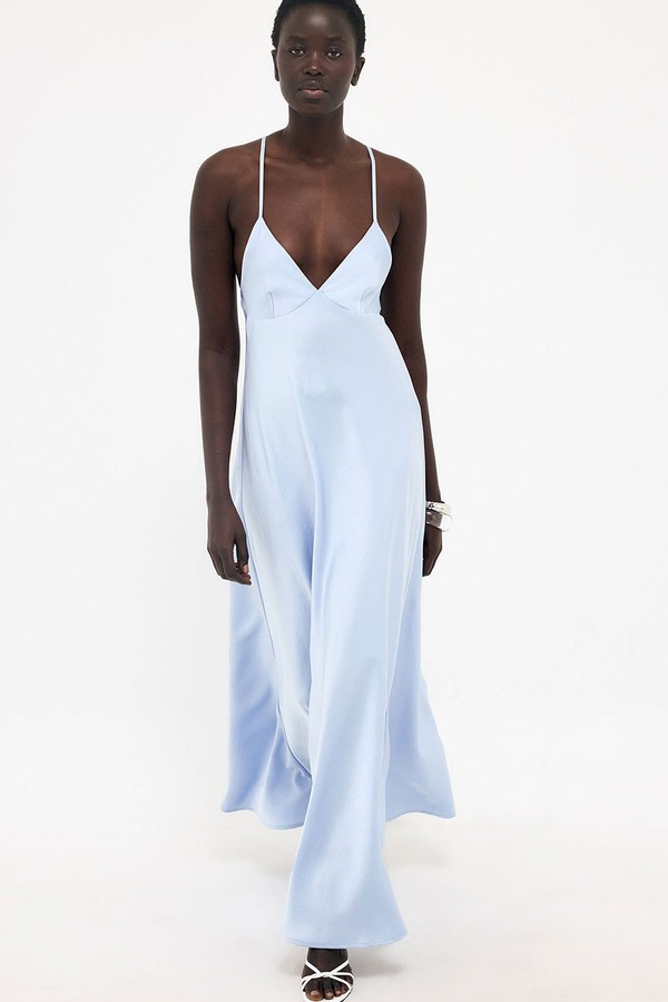 Satin Tie Back Volume Dress