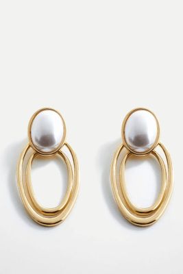 Mother Of Pearl Oval Earrings from Mango